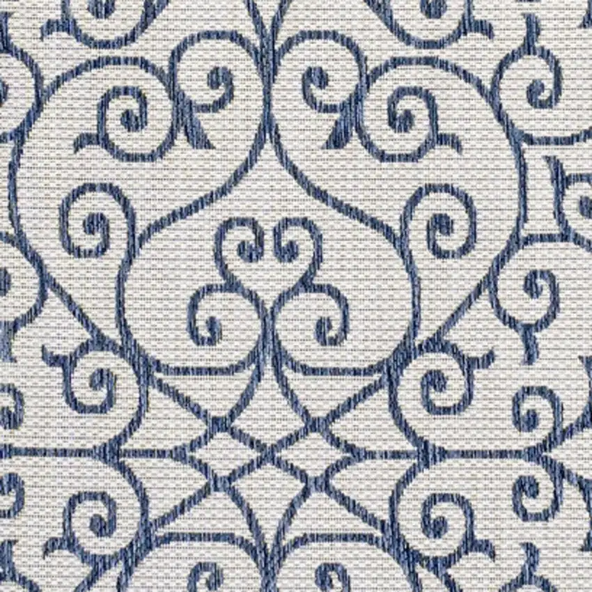 Blue And Cream Geometric Indoor Outdoor Area Rug Photo 2