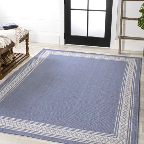 Blue And Cream Indoor Outdoor Area Rug Photo 5