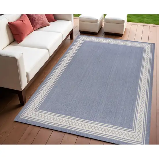Blue And Cream Indoor Outdoor Area Rug Photo 1