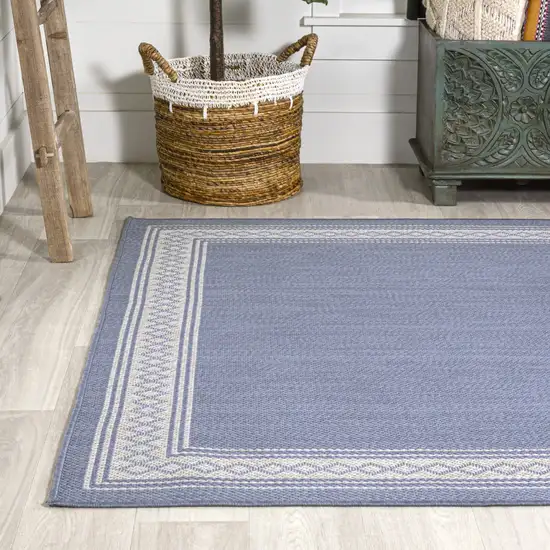 Blue And Cream Indoor Outdoor Area Rug Photo 6