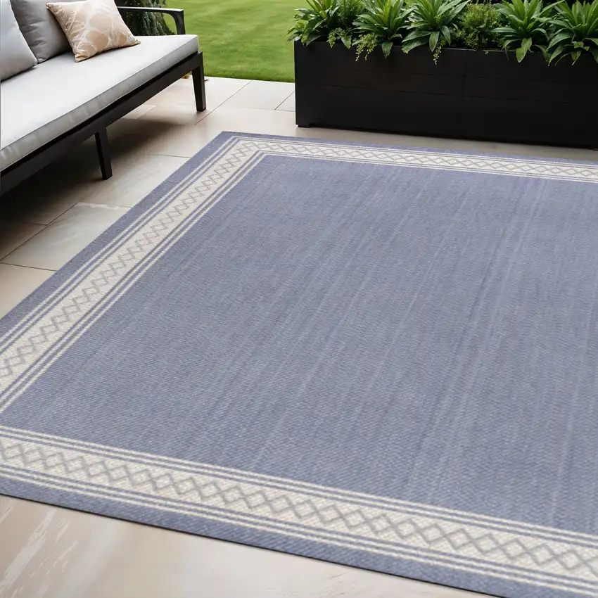Blue And Cream Indoor Outdoor Area Rug Photo 1