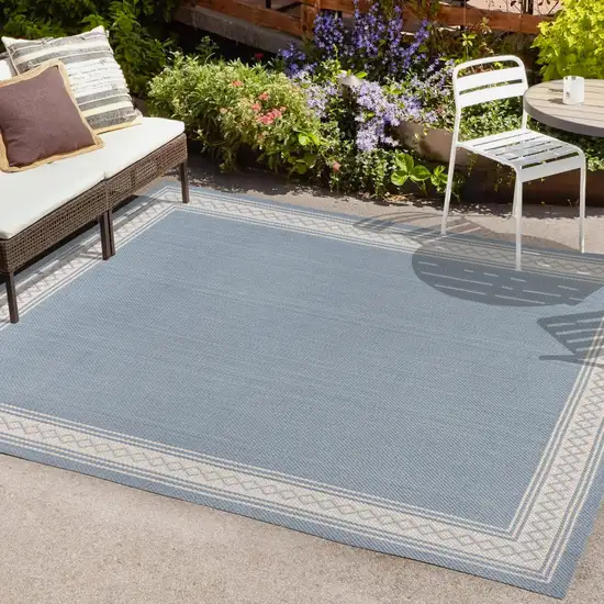 Blue And Cream Indoor Outdoor Area Rug Photo 9