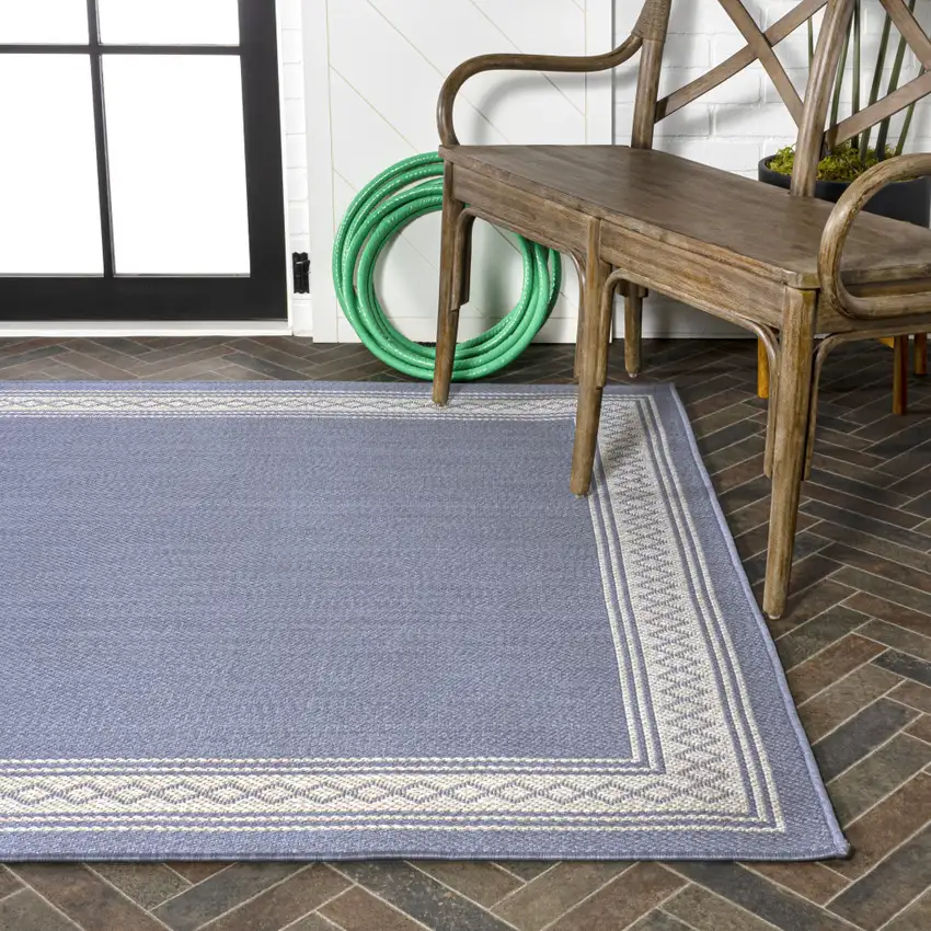 Blue And Cream Indoor Outdoor Area Rug Photo 9