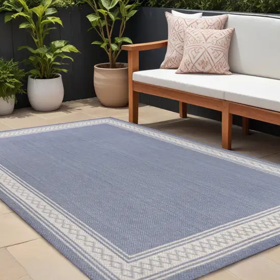 Blue And Cream Indoor Outdoor Area Rug Photo 1