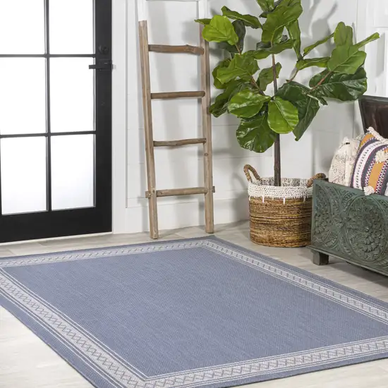 Blue And Cream Indoor Outdoor Area Rug Photo 8