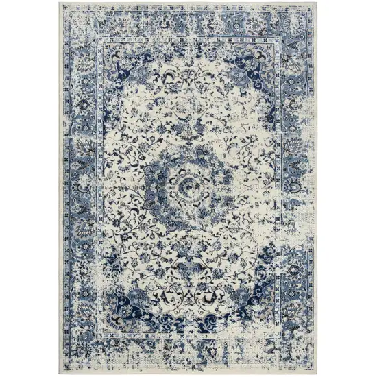 Blue And Cream Medallion Area Rug Photo 2