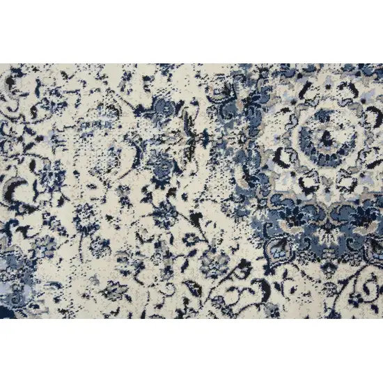 Blue And Cream Medallion Area Rug Photo 5