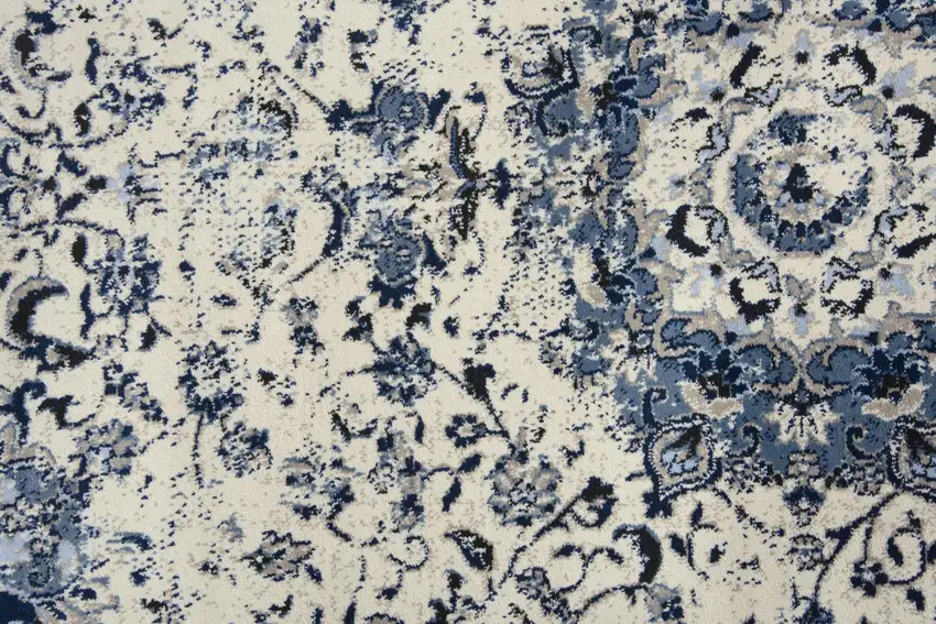 Blue And Cream Medallion Area Rug Photo 5