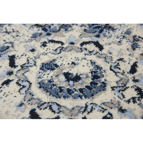 Blue And Cream Medallion Area Rug Photo 4