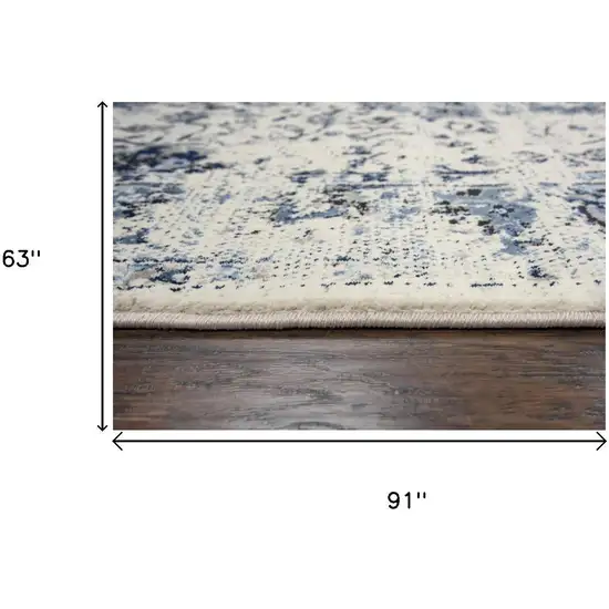 Blue And Cream Medallion Area Rug Photo 6
