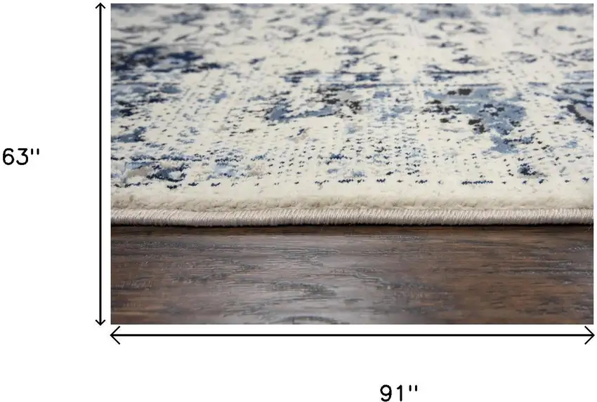 Blue And Cream Medallion Area Rug Photo 6