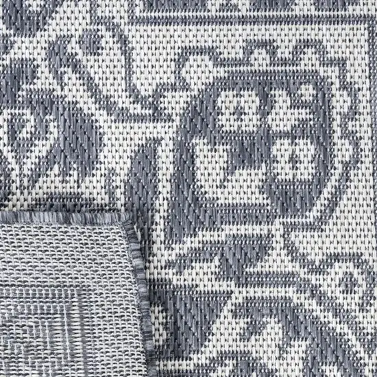 Blue And Cream Medallion Indoor Outdoor Area Rug Photo 2