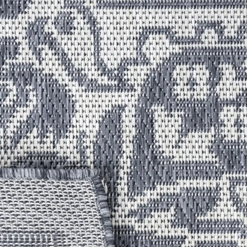 Blue And Cream Medallion Indoor Outdoor Area Rug Photo 1