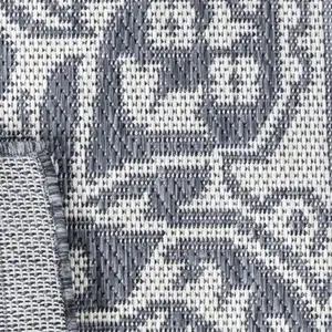 Photo of Blue And Cream Medallion Indoor Outdoor Area Rug