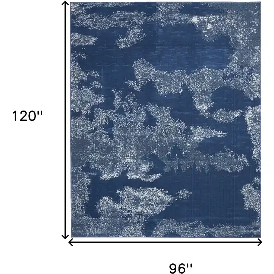 Blue And Dark Blue Abstract Area Rug Photo 3