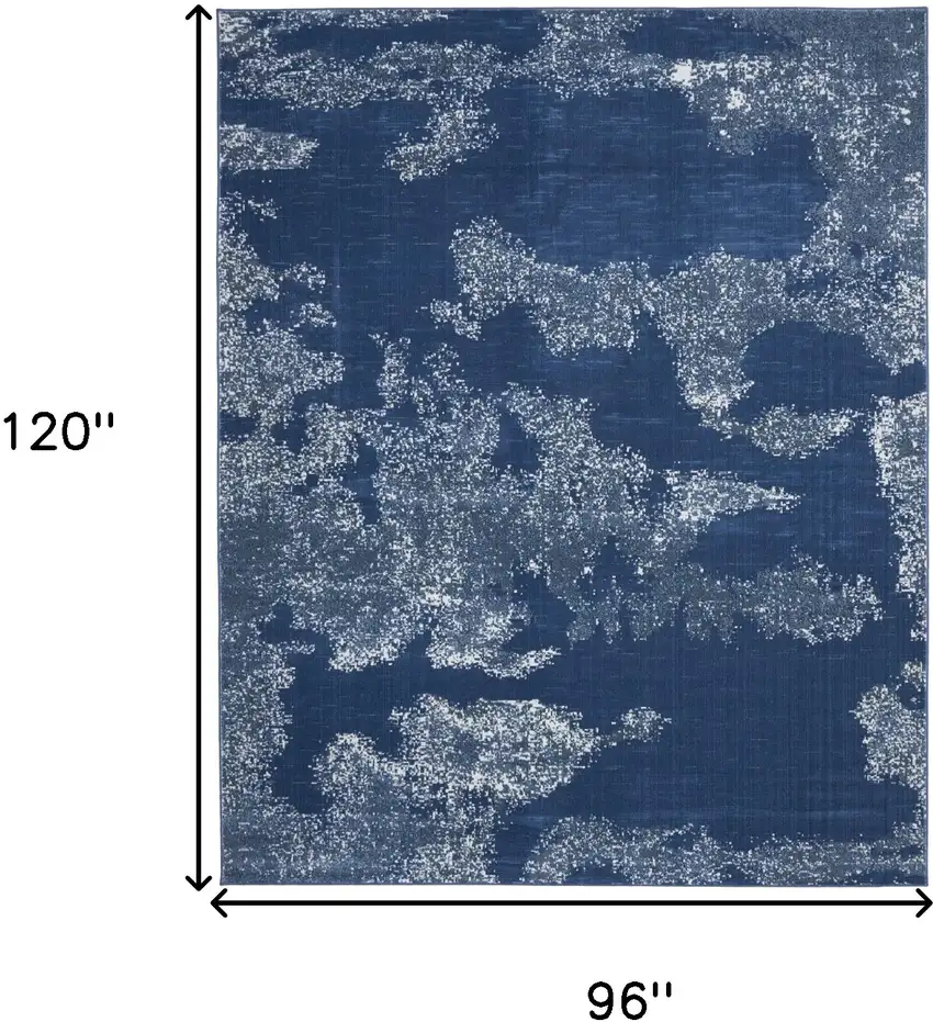 Blue And Dark Blue Abstract Area Rug Photo 3