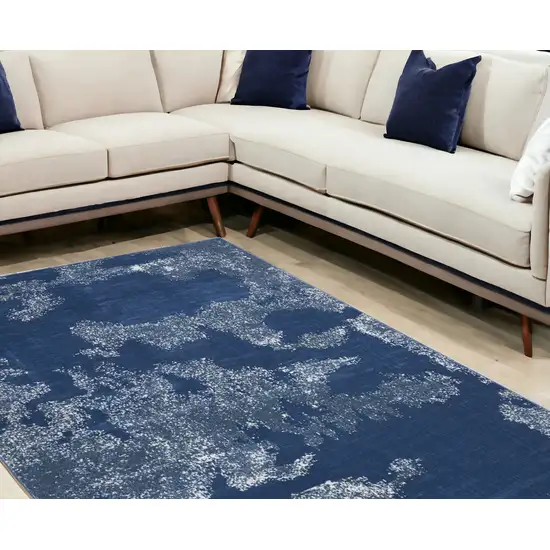 Blue And Dark Blue Abstract Area Rug Photo 1