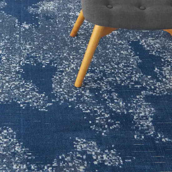 Blue And Dark Blue Abstract Area Rug Photo 6