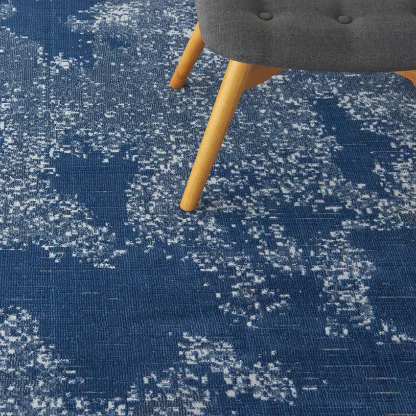 Blue And Dark Blue Abstract Area Rug Photo 6