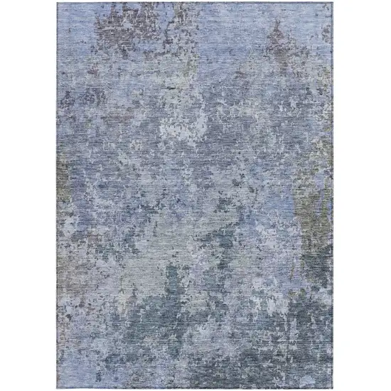 Blue And Dark Gray Abstract Washable Indoor Outdoor Area Rug Photo 7