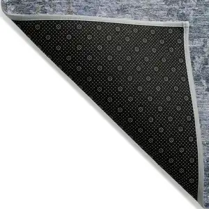 Photo of Blue And Dark Gray Abstract Washable Indoor Outdoor Area Rug