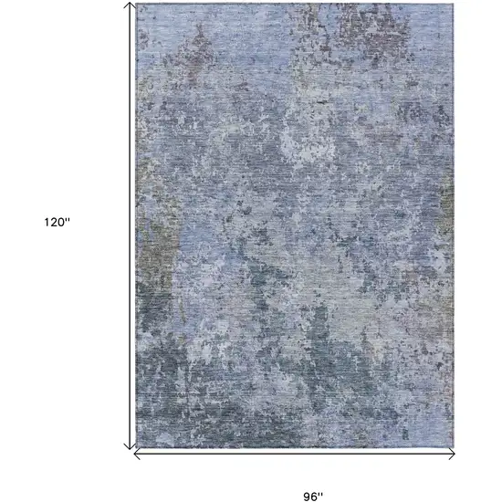 Blue And Dark Gray Abstract Washable Indoor Outdoor Area Rug Photo 3