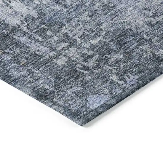 Blue And Dark Gray Abstract Washable Indoor Outdoor Area Rug Photo 5