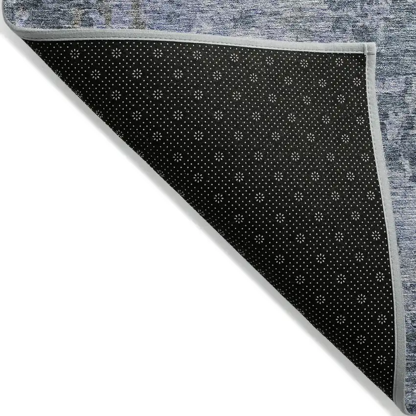 Blue And Dark Gray Abstract Washable Indoor Outdoor Area Rug Photo 4