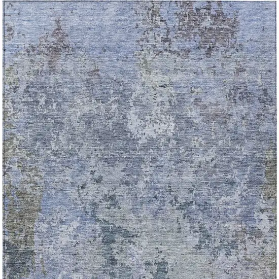 Blue And Dark Gray Abstract Washable Indoor Outdoor Area Rug Photo 7