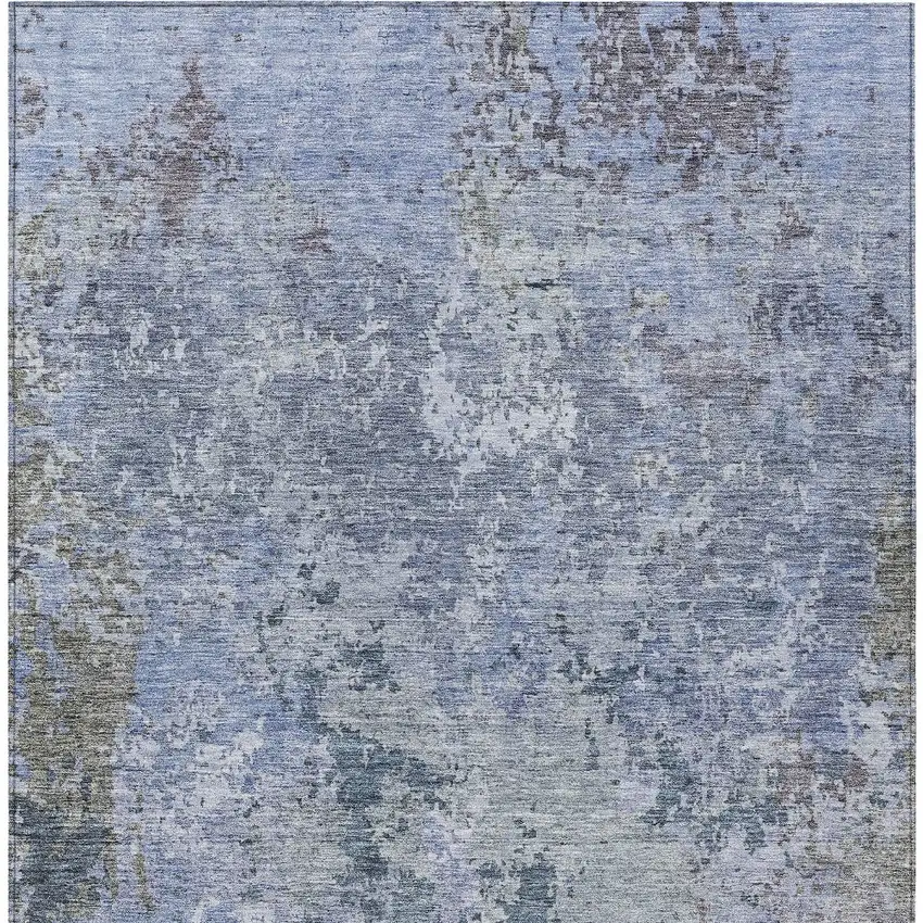 Blue And Dark Gray Abstract Washable Indoor Outdoor Area Rug Photo 7