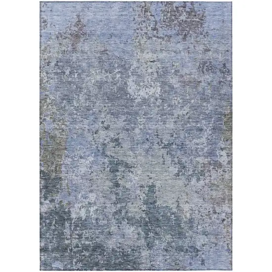Blue And Dark Gray Abstract Washable Indoor Outdoor Area Rug Photo 2