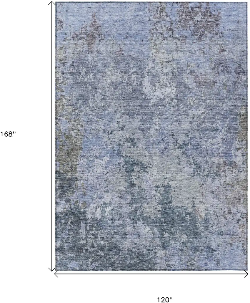 Blue And Dark Gray Abstract Washable Indoor Outdoor Area Rug Photo 3