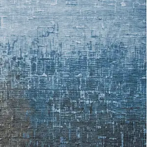 Photo of Blue And Dark Gray Ombre Washable Indoor Outdoor Area Rug