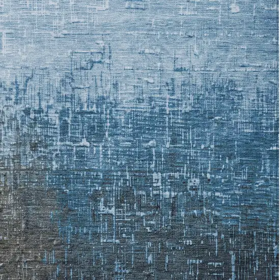 Blue And Dark Gray Ombre Washable Indoor Outdoor Area Rug Photo 5