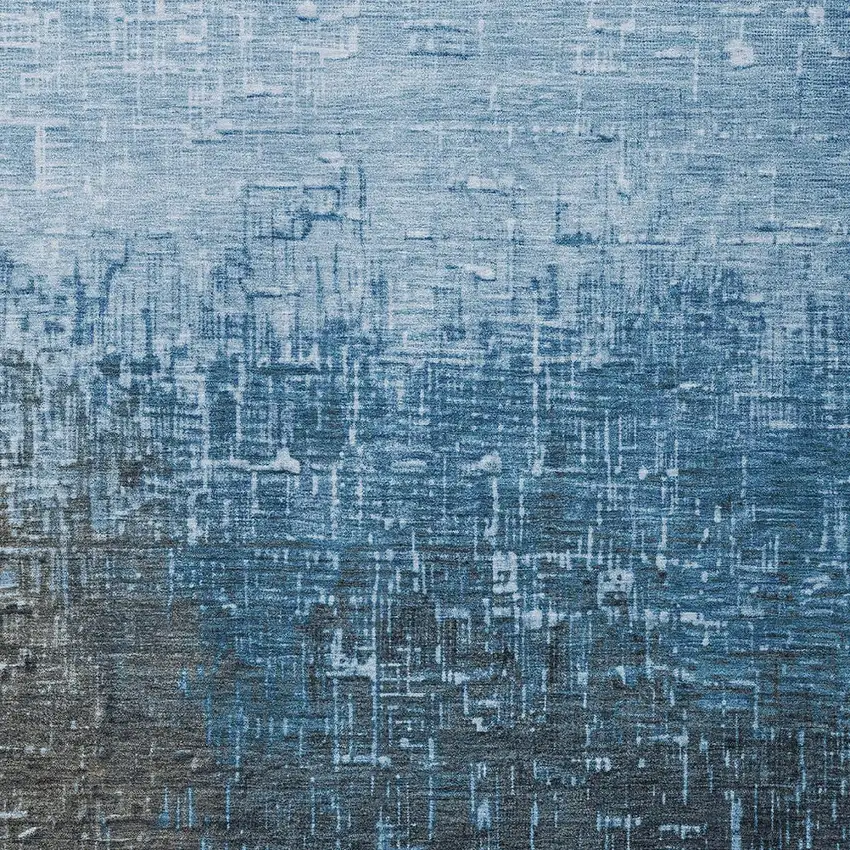 Blue And Dark Gray Ombre Washable Indoor Outdoor Area Rug Photo 5