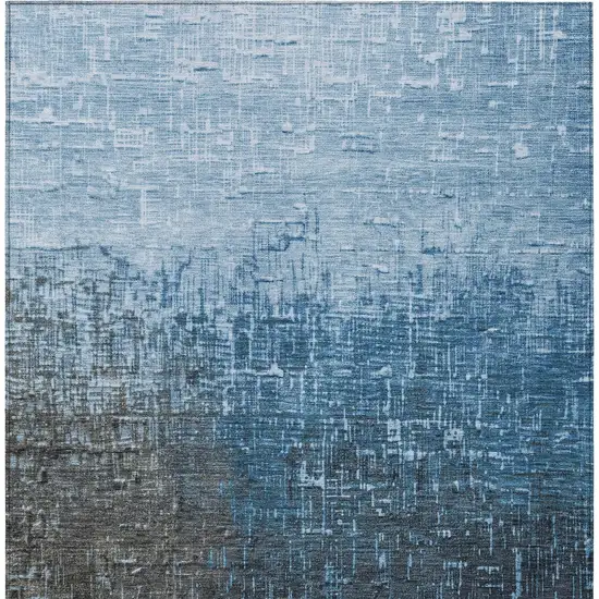 Blue And Dark Gray Ombre Washable Indoor Outdoor Area Rug Photo 6
