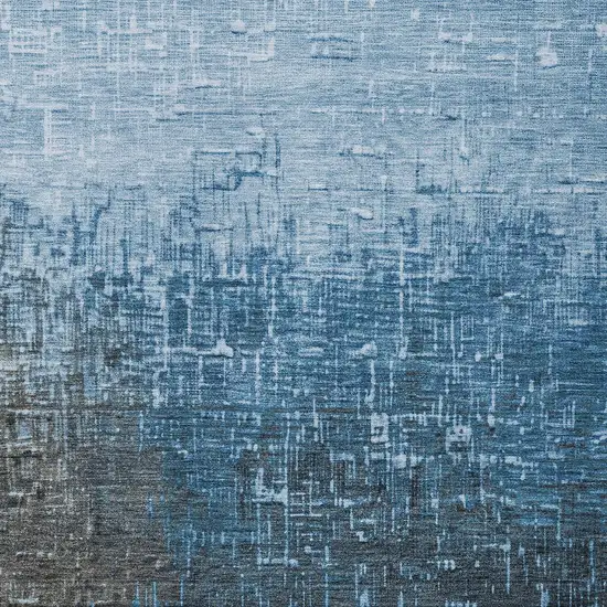Blue And Dark Gray Ombre Washable Indoor Outdoor Area Rug Photo 5