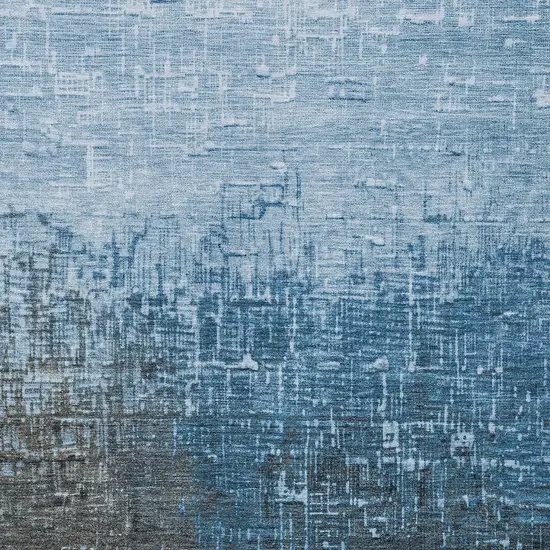 Blue And Dark Gray Ombre Washable Indoor Outdoor Area Rug Photo 5