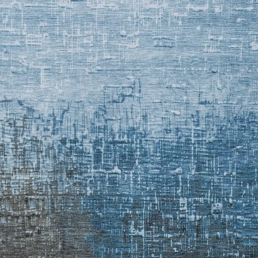 Blue And Dark Gray Ombre Washable Indoor Outdoor Area Rug Photo 5