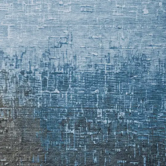 Blue And Dark Gray Ombre Washable Indoor Outdoor Area Rug Photo 5