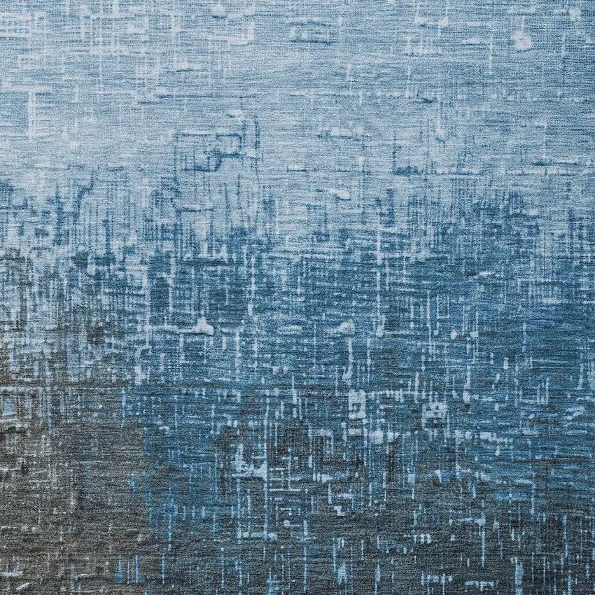 Blue And Dark Gray Ombre Washable Indoor Outdoor Area Rug Photo 5