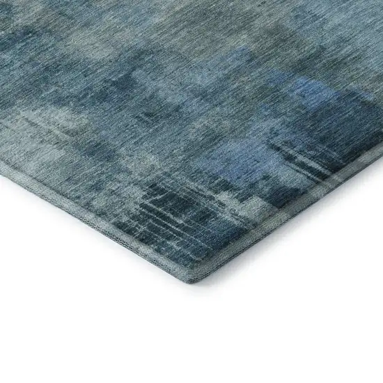 Blue And Denim Blue Abstract Washable Area Rug With UV Protection Photo 7