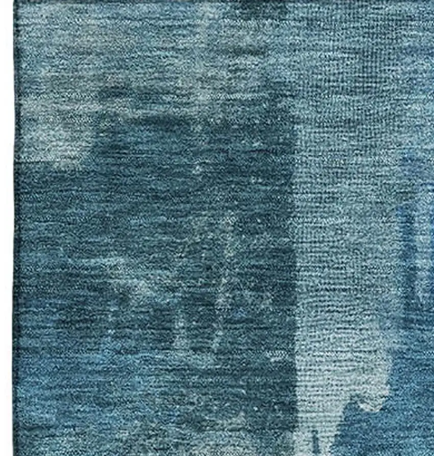 Blue And Denim Blue Abstract Washable Area Rug With UV Protection Photo 4