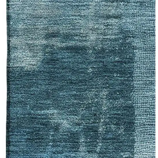 Blue And Denim Blue Abstract Washable Area Rug With UV Protection Photo 3