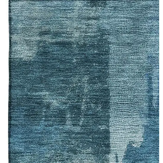 Blue And Denim Blue Abstract Washable Area Rug With UV Protection Photo 4