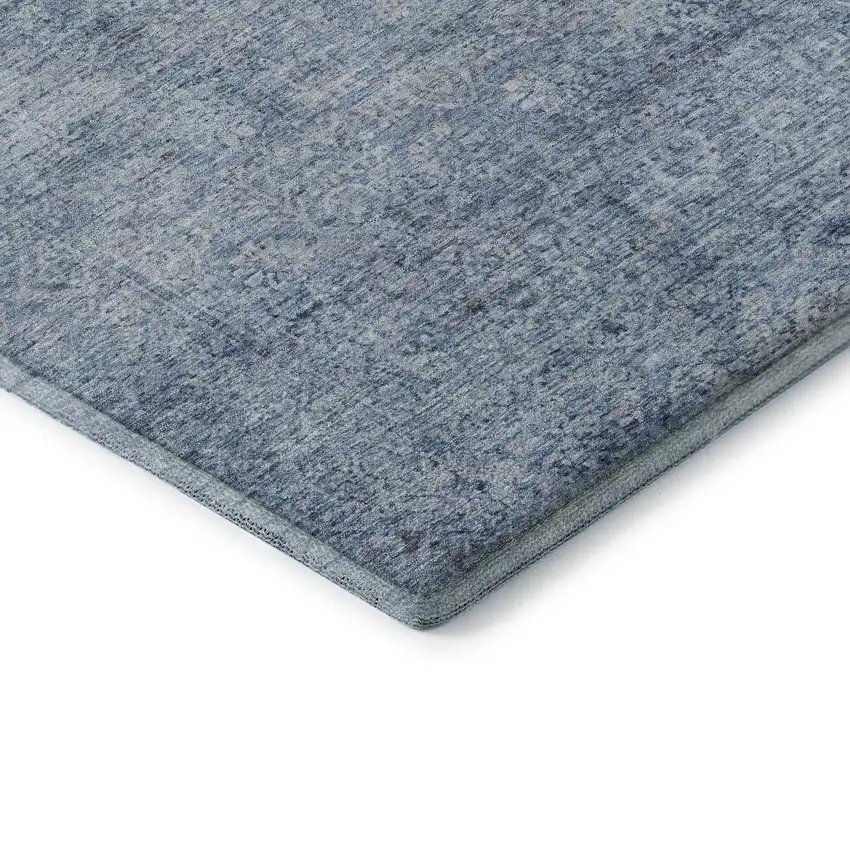 Blue And Denim Blue Abstract Washable Area Rug With UV Protection Photo 7