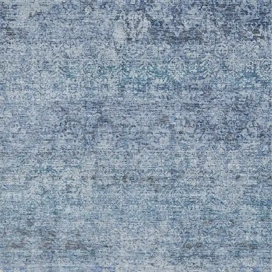 Blue And Denim Blue Abstract Washable Area Rug With UV Protection Photo 3