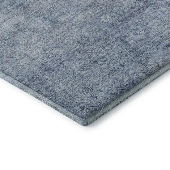 Blue And Denim Blue Abstract Washable Area Rug With UV Protection Photo 7