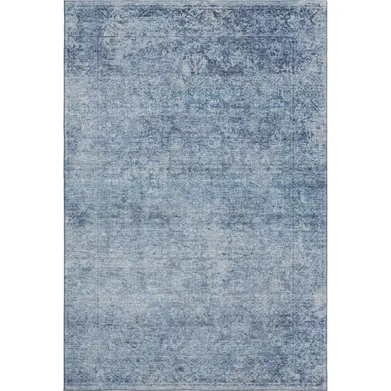 Blue And Denim Blue Abstract Washable Area Rug With UV Protection Photo 1