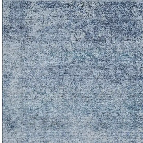 Blue And Denim Blue Abstract Washable Area Rug With UV Protection Photo 4